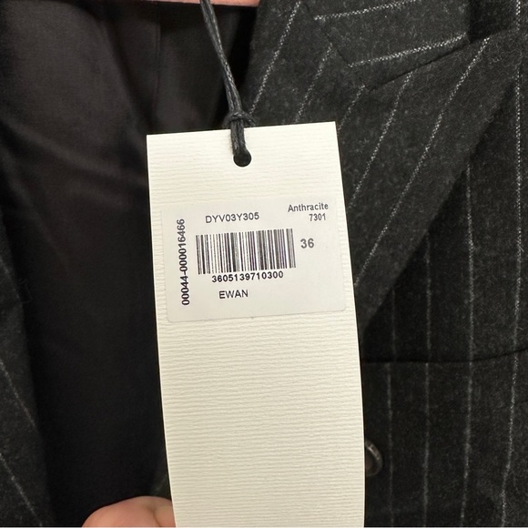 Gerard Darel Gray Striped Ewan Double Breasted Flannel Blazer Jacket 36 nwt - Picture 4 of 6